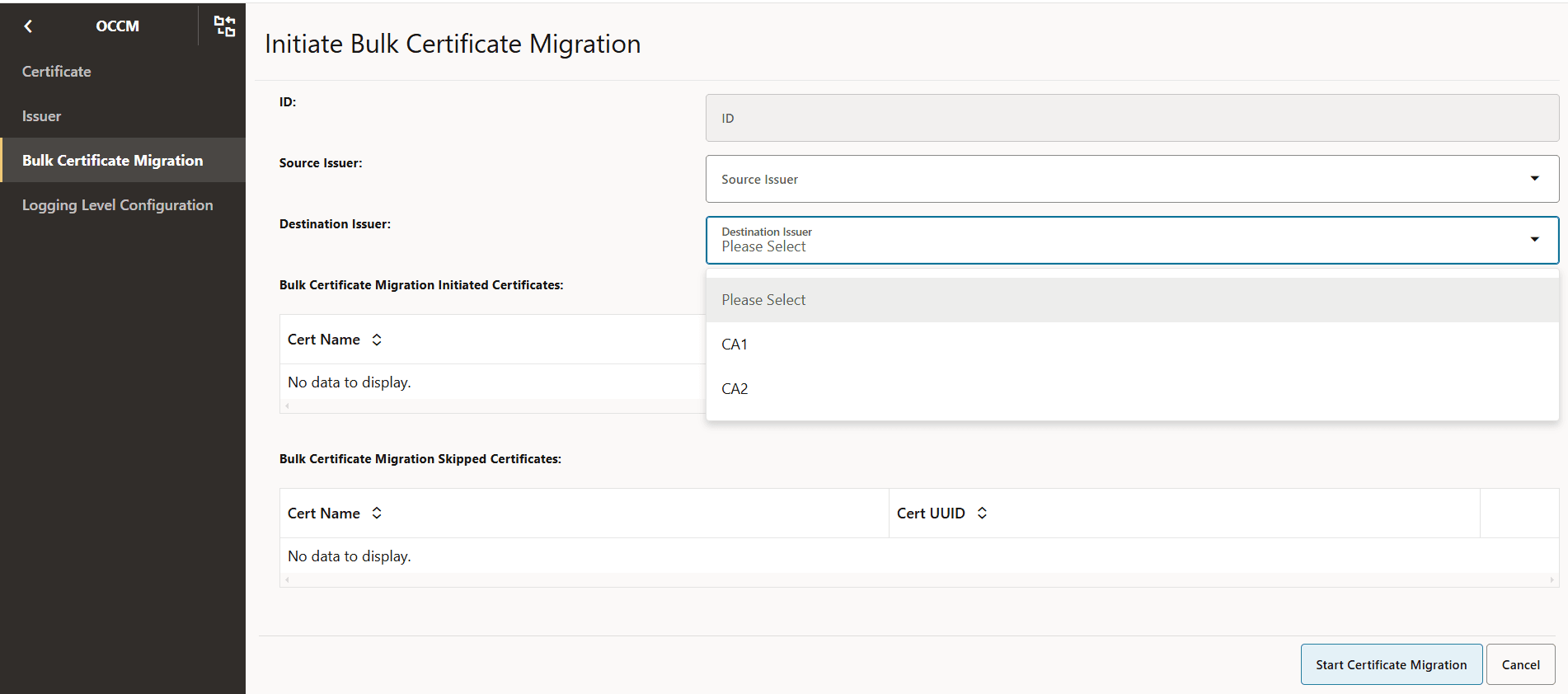 Initiate Bulk Certificate Migration