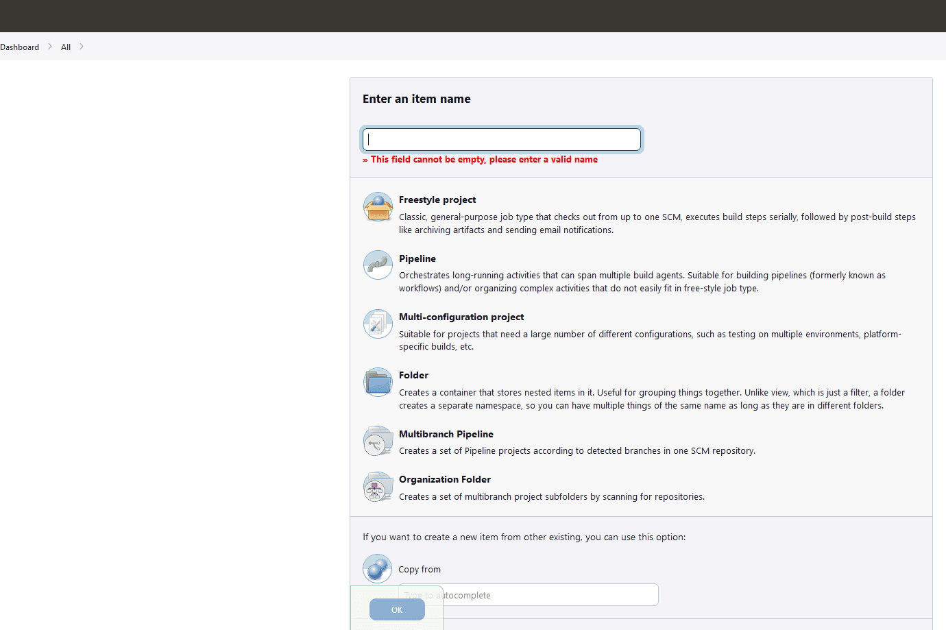 New Item Window New Item Window