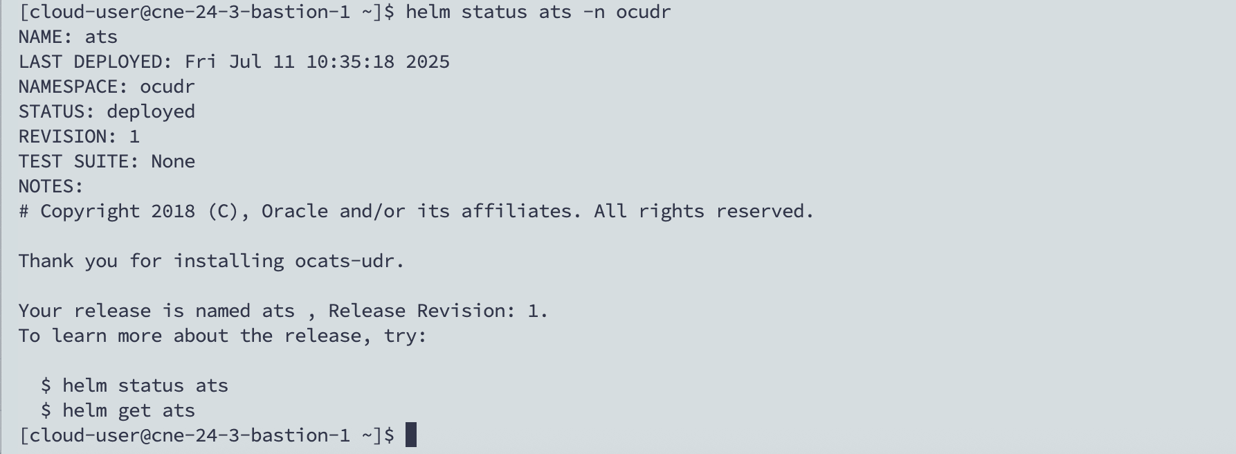 Sample Output of Verifying ATS Deployment
