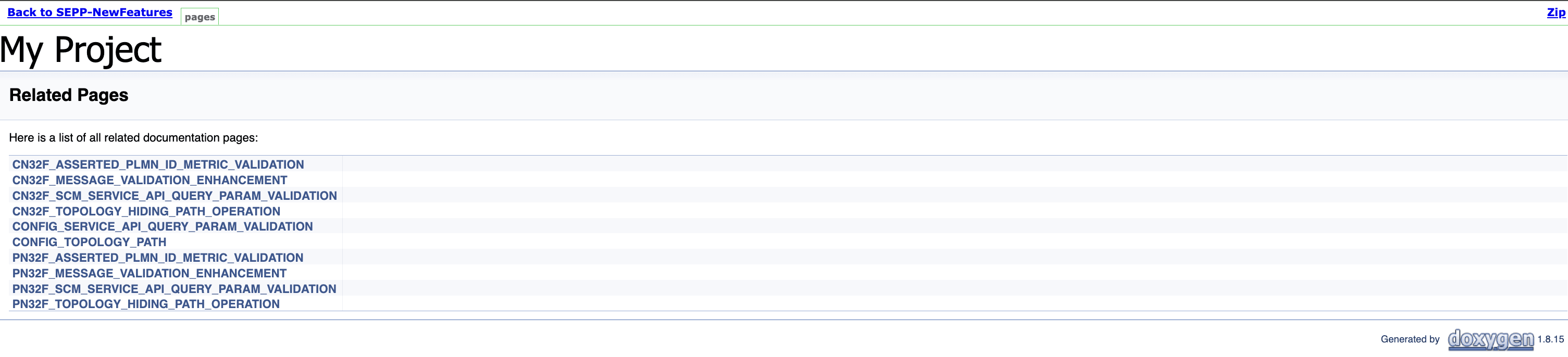List of related documentation pages including CN32F and PN32F validation and configuration topics.