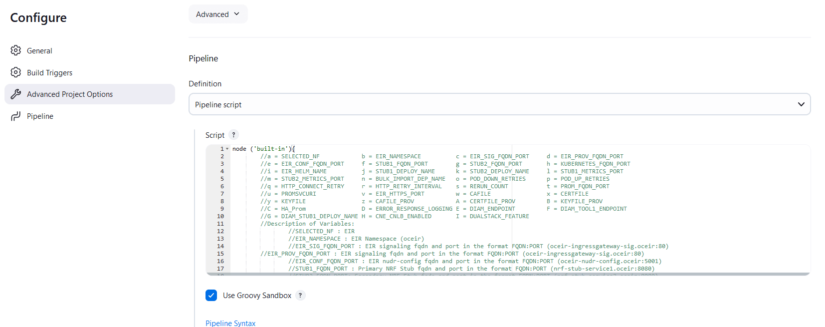EIR NewFeatures Pipeline Configuration