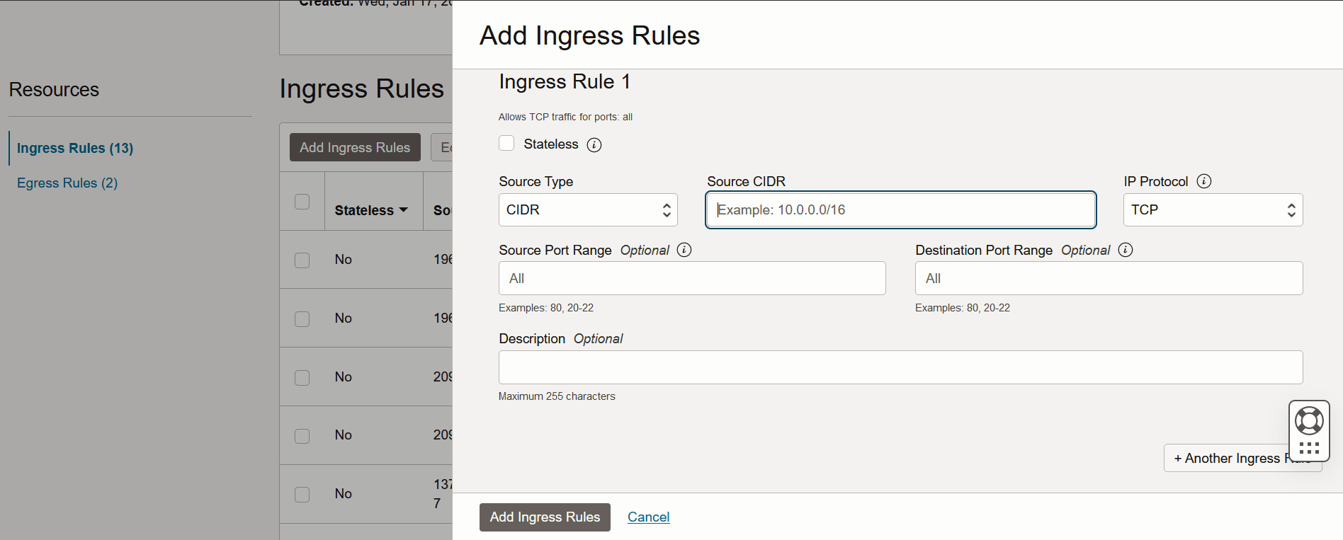 Add Ingress Rules