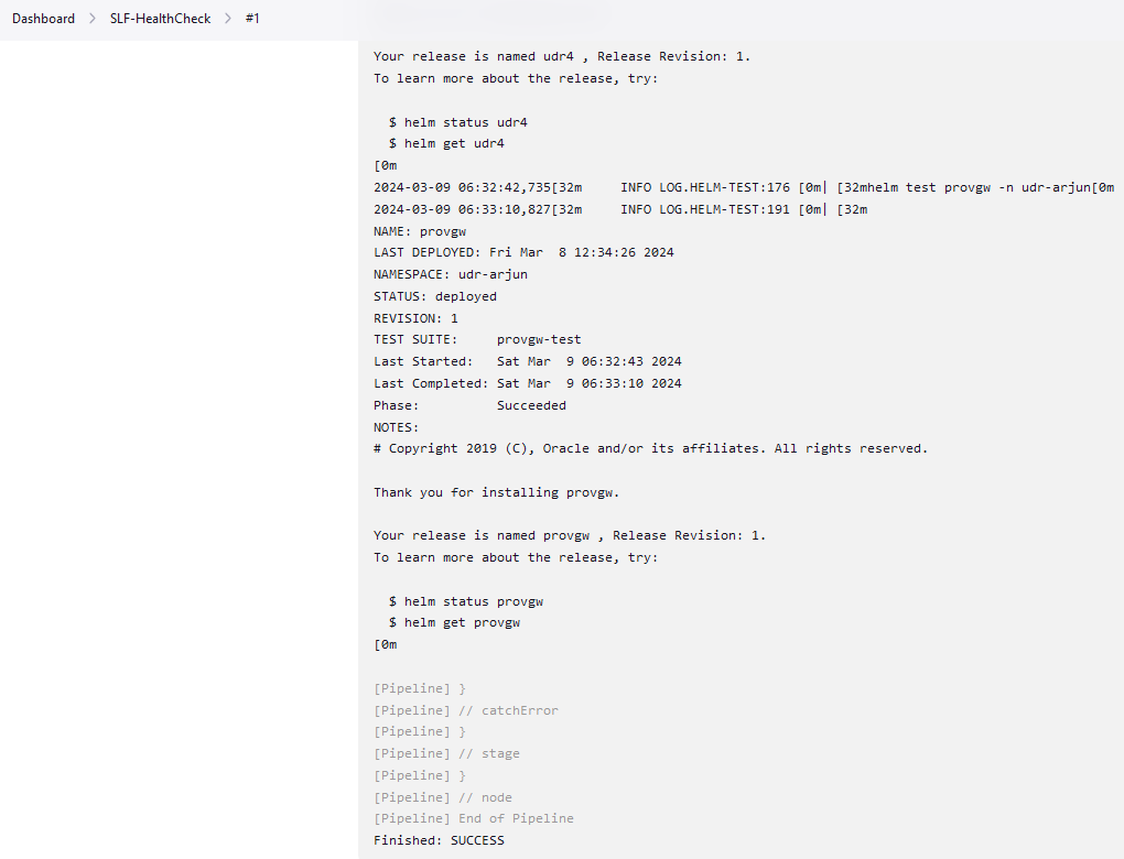 Sample Output - SLF Health Check