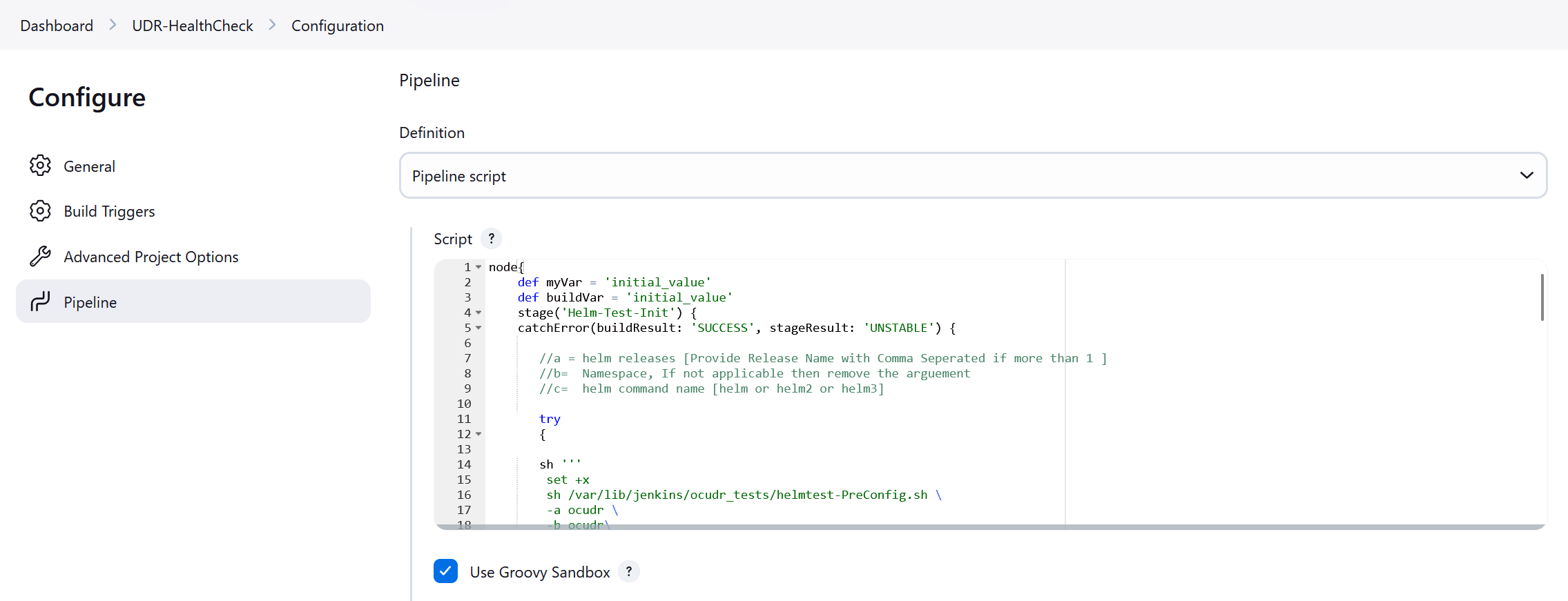 UDR-HealthCheck Configuration