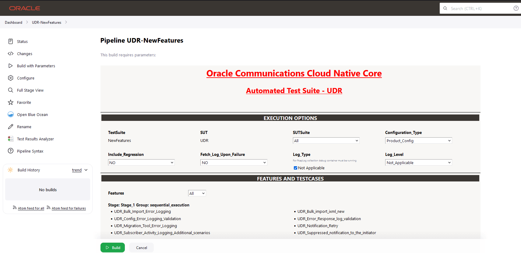 UDR NewFeatures Pipeline Build with Parameter
