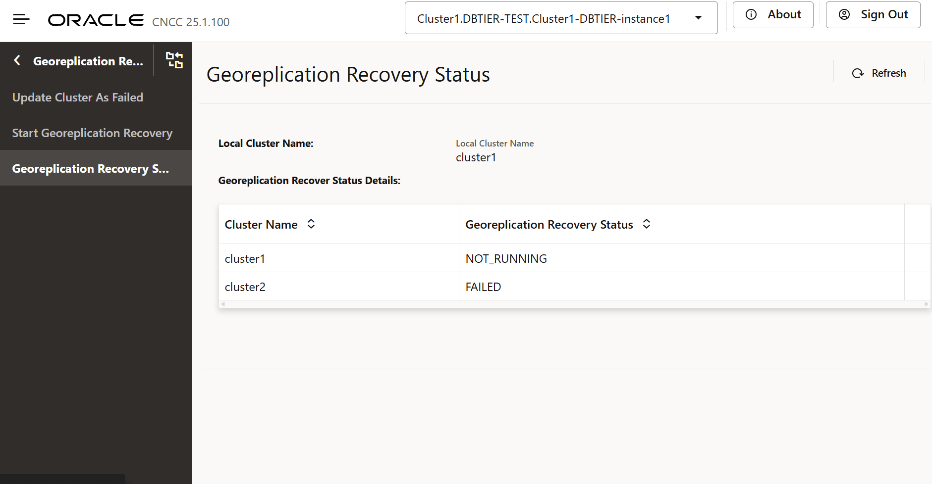 Georeplication Recovery Status