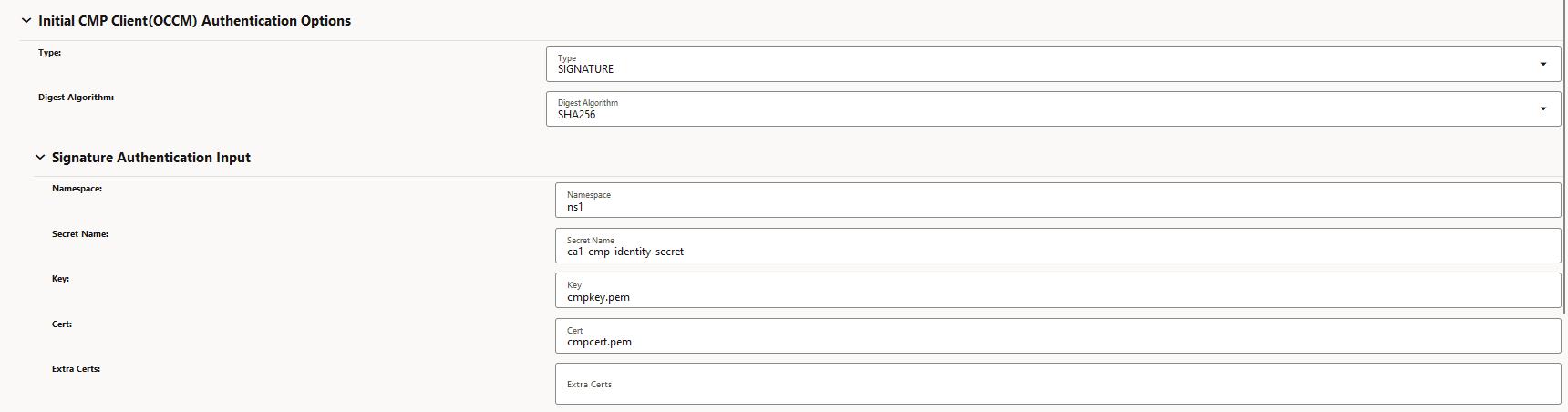 Initial CMP Client(OCCM) Authentication Options Initial CMP Client(OCCM) Authentication Options