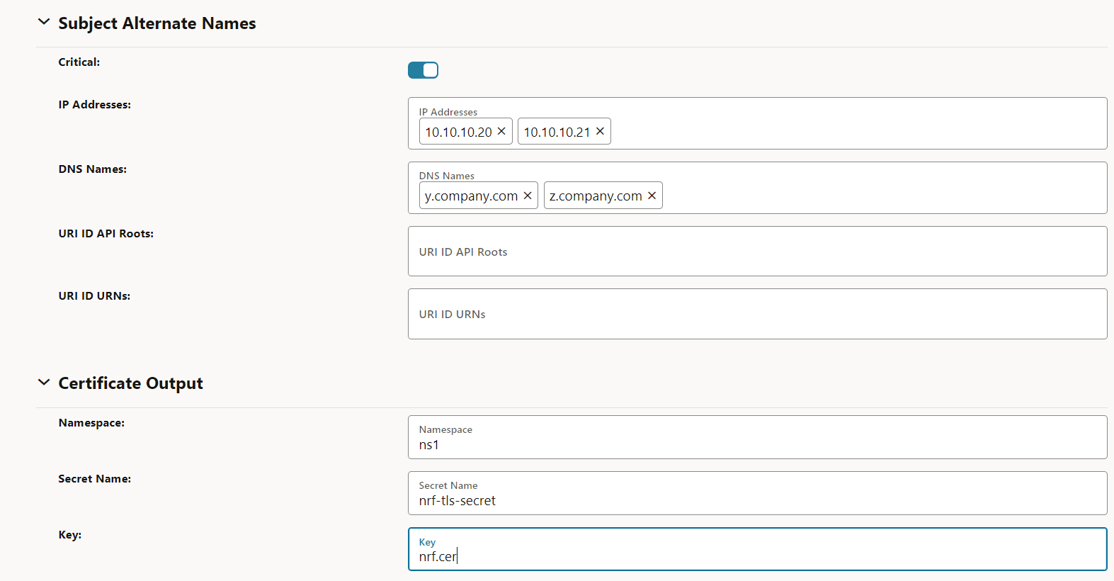 Subject Alternate names