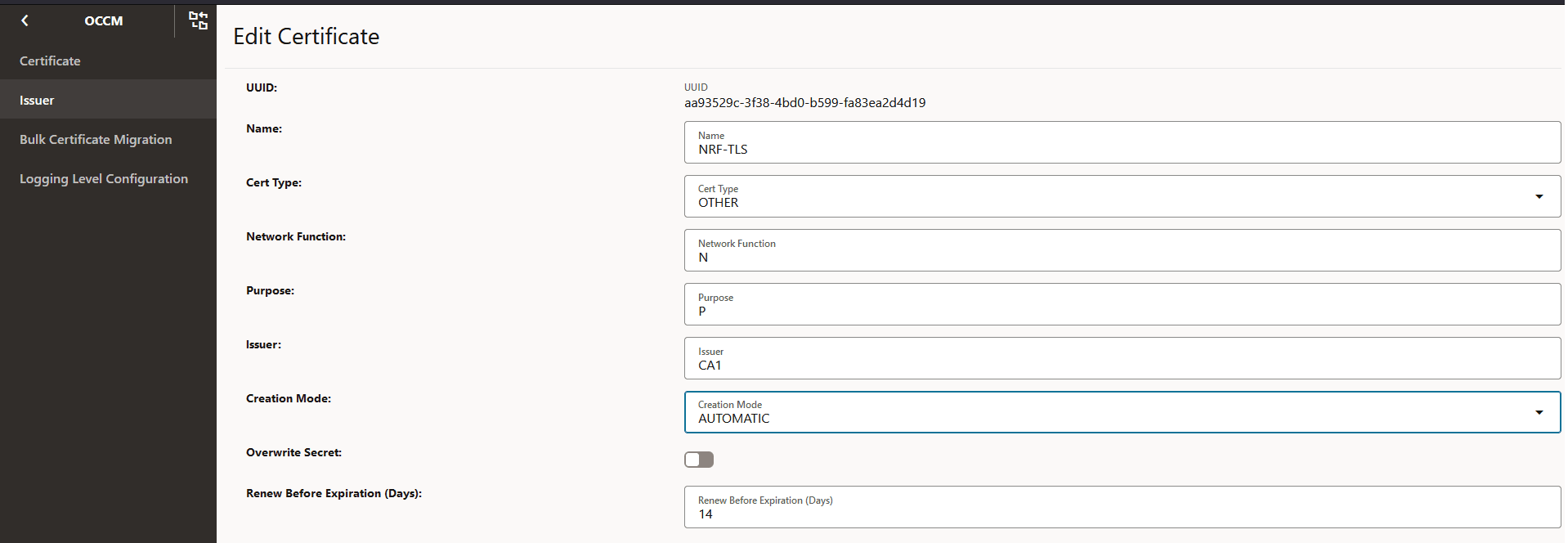 Edit Certificate Edit Certificate