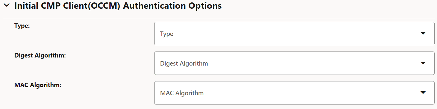 Initial CMP Client(OCCM) Authentication Options Initial CMP Client(OCCM) Authentication Options