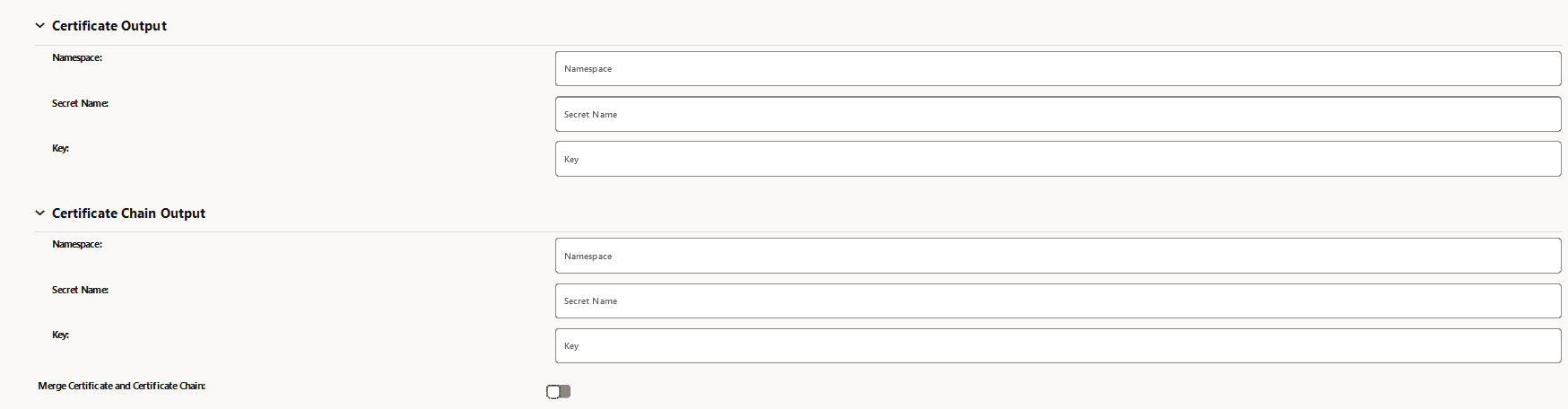 Certificate Output and Certificate Chain Output