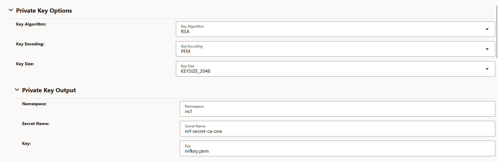 Private Key Options