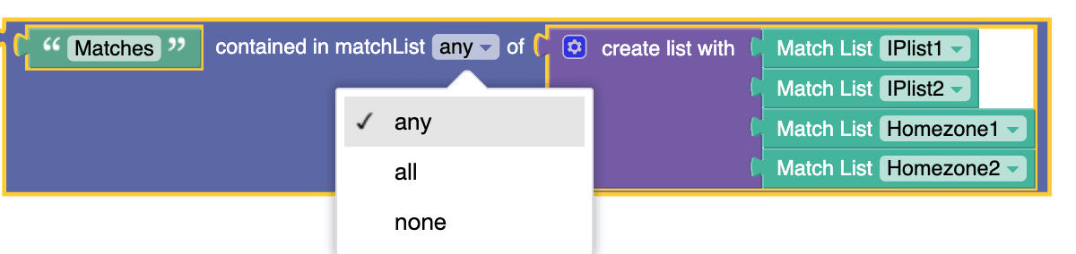 Here is an example of match list functionality: