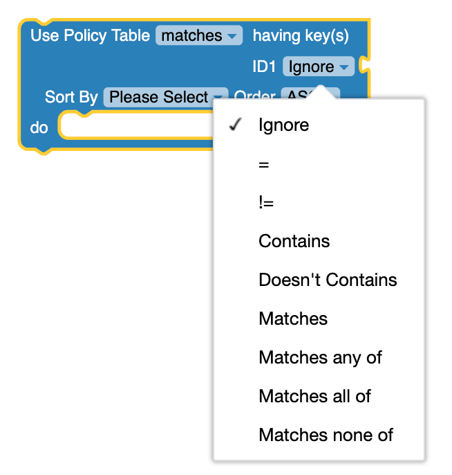 Exmple for Use Policy Table