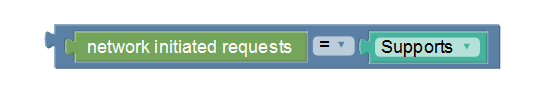 The screen capture shows a sample policy condition, where network initiated requests are supported. The screen capture shows a sample policy condition, where network initiated requests are supported.