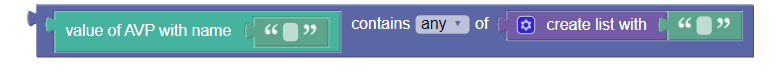 The screen capture shows a sample policy condition, where the request AVP name value matches one of specified values. The screen capture shows a sample policy condition, where the request AVP name value matches one of specified values.