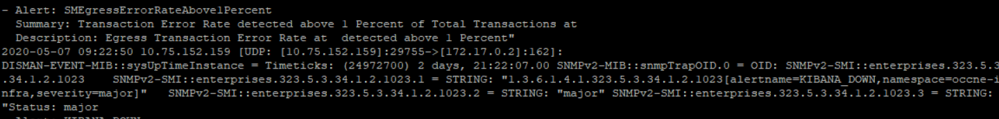 Sample output for SNMP Trap