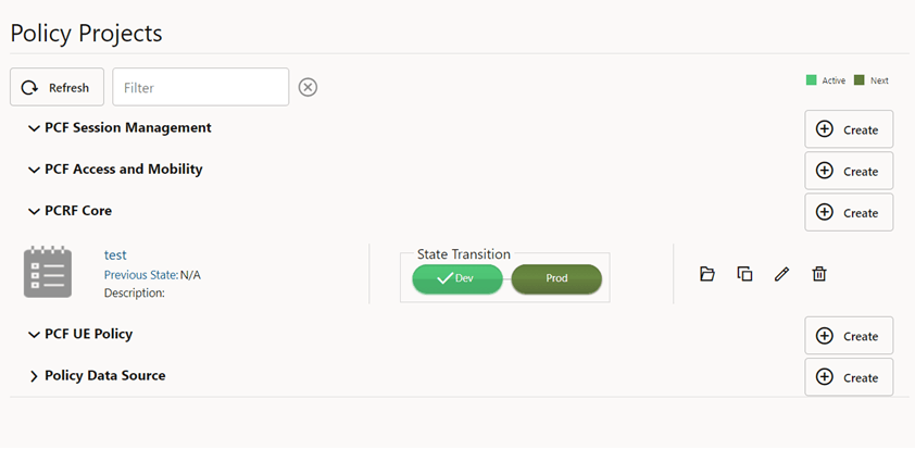Policy Projects page