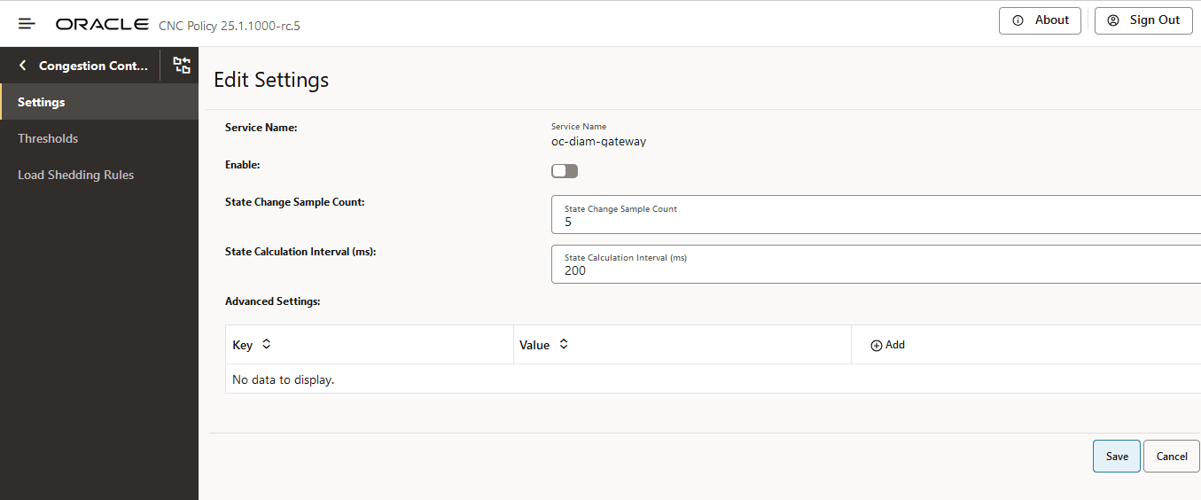 Edit Congestion Control Settings