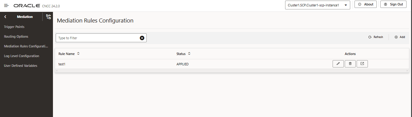 Mediation Rules Configuration