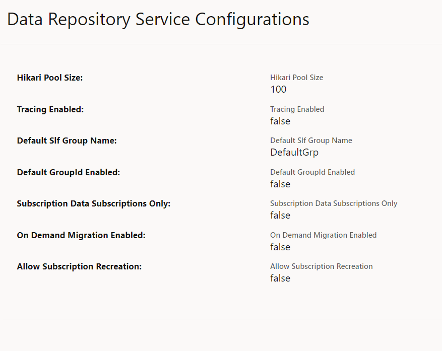 Data Repository Service Configurations