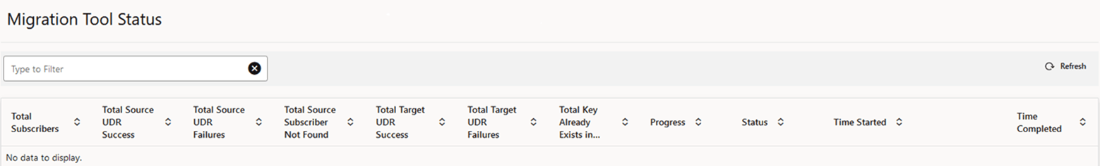 Migration Tool Status Page
