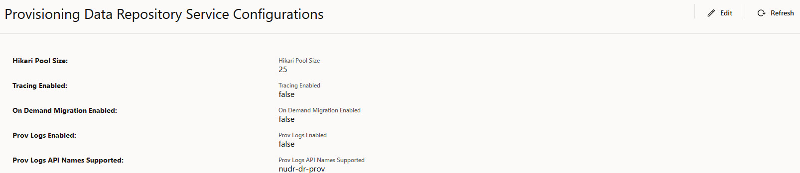 Provisioning Data Repository Service Configurations