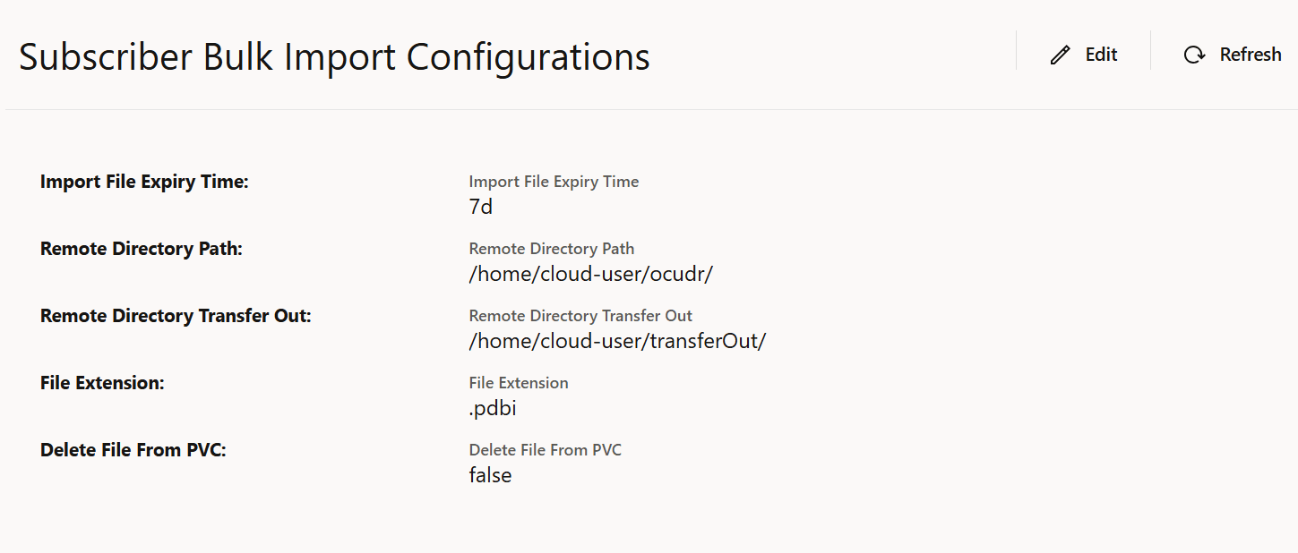 Subscriber Bulk Import Configurations