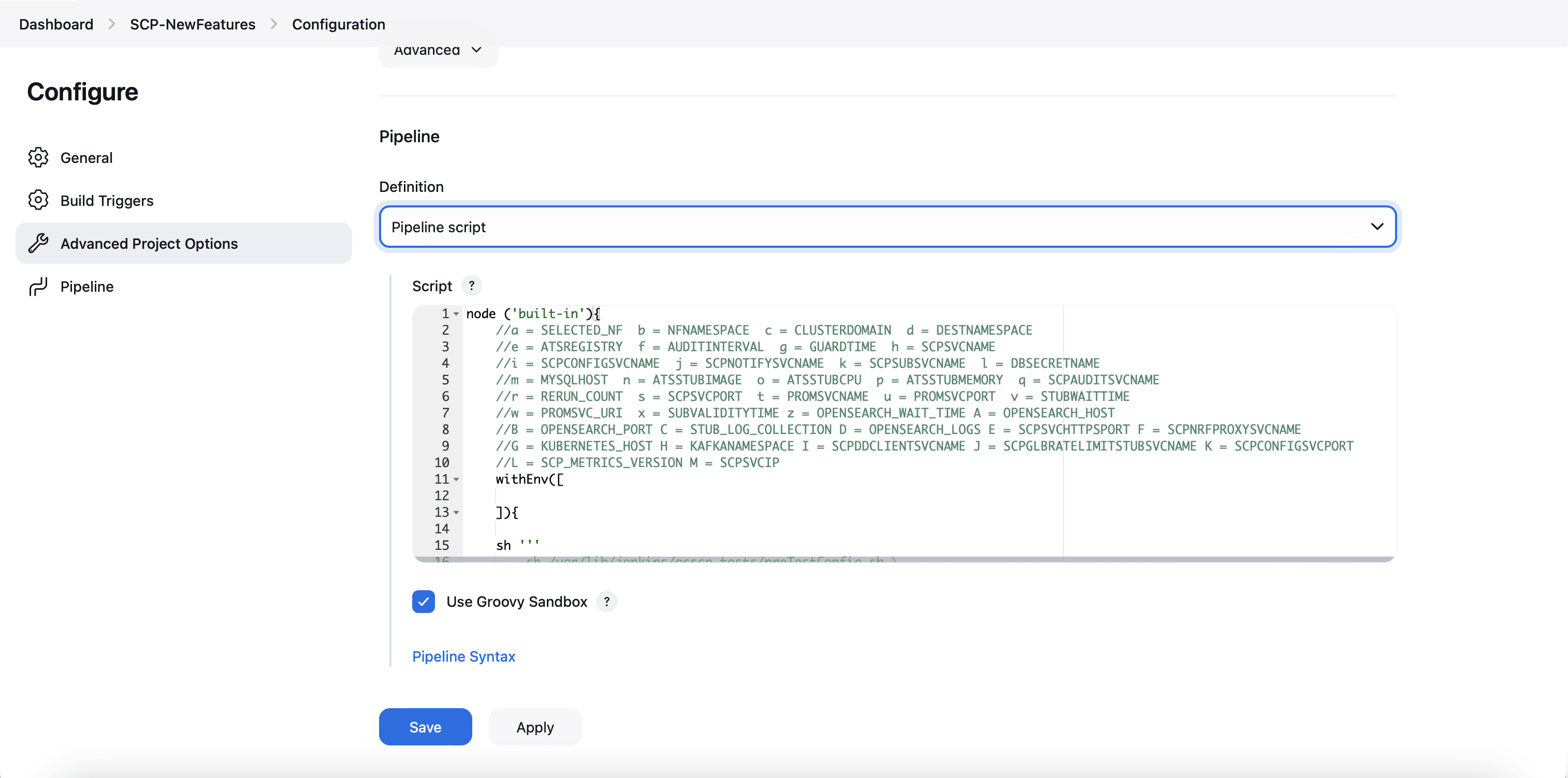 Pipeline Tab Pipeline Tab