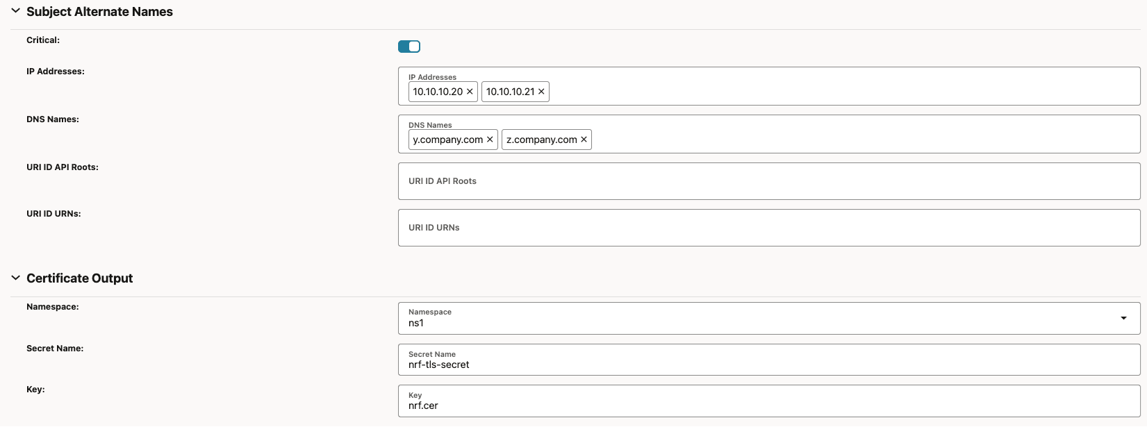Subject Alternate names