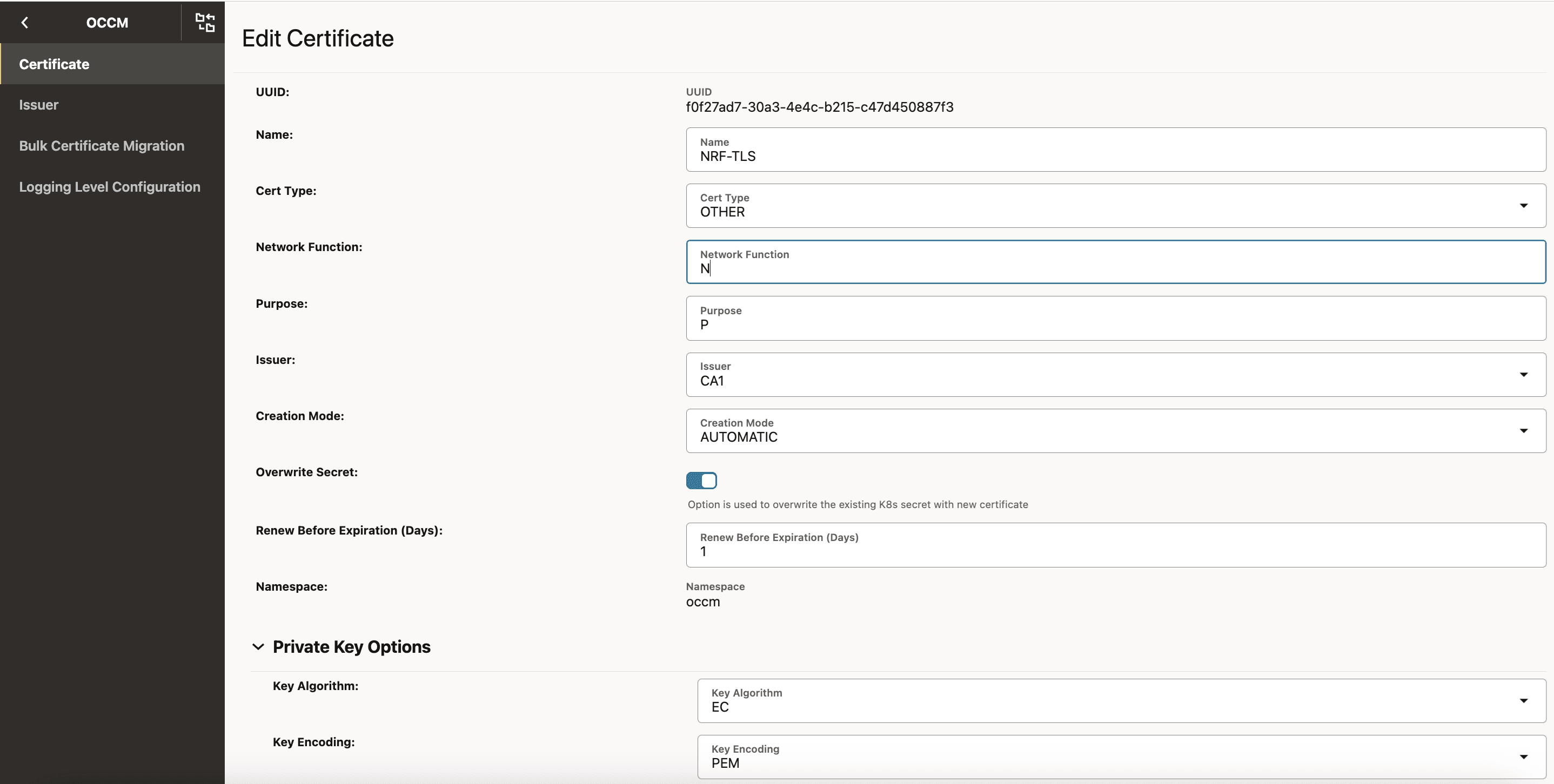 Edit Certificate Edit Certificate