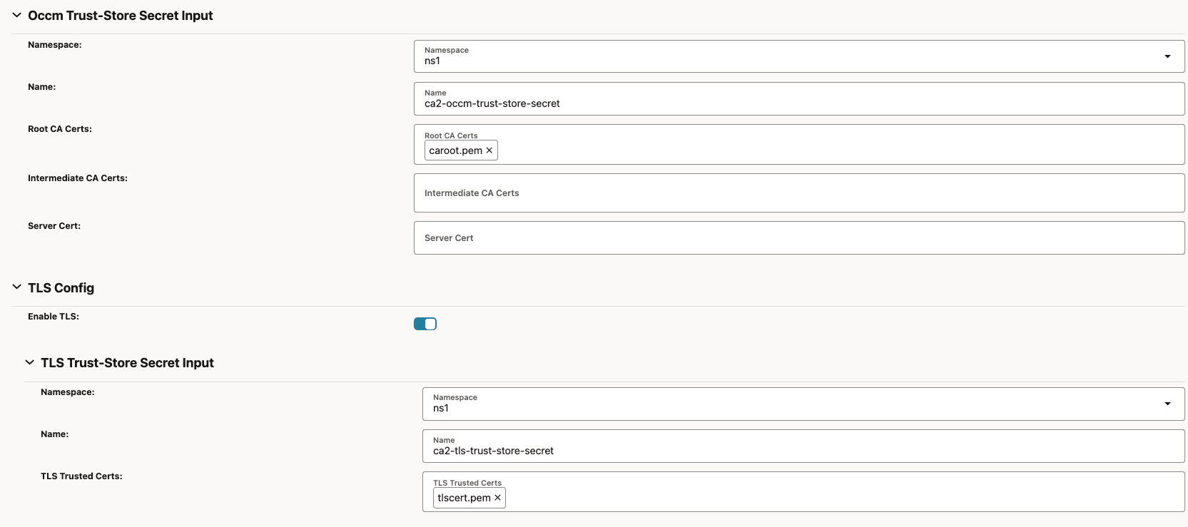 Occm Trust-Store Secret Input