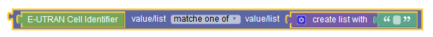 The screen capture shows a sample policy condition, where the E-UTRAN cell identifier matches one of the specified ECI values.