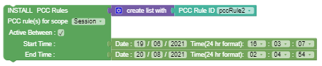 Use case for Install PCC Rule with active and inactive time policy action