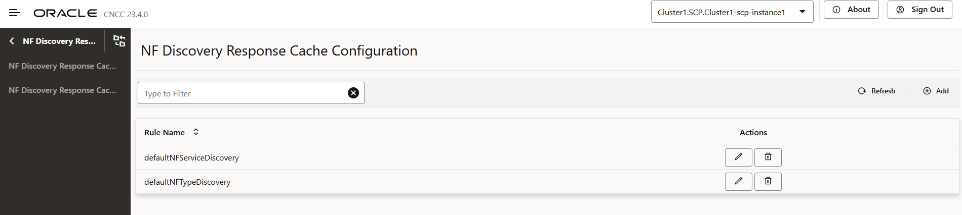 NF Discovery Response Cache Configuration