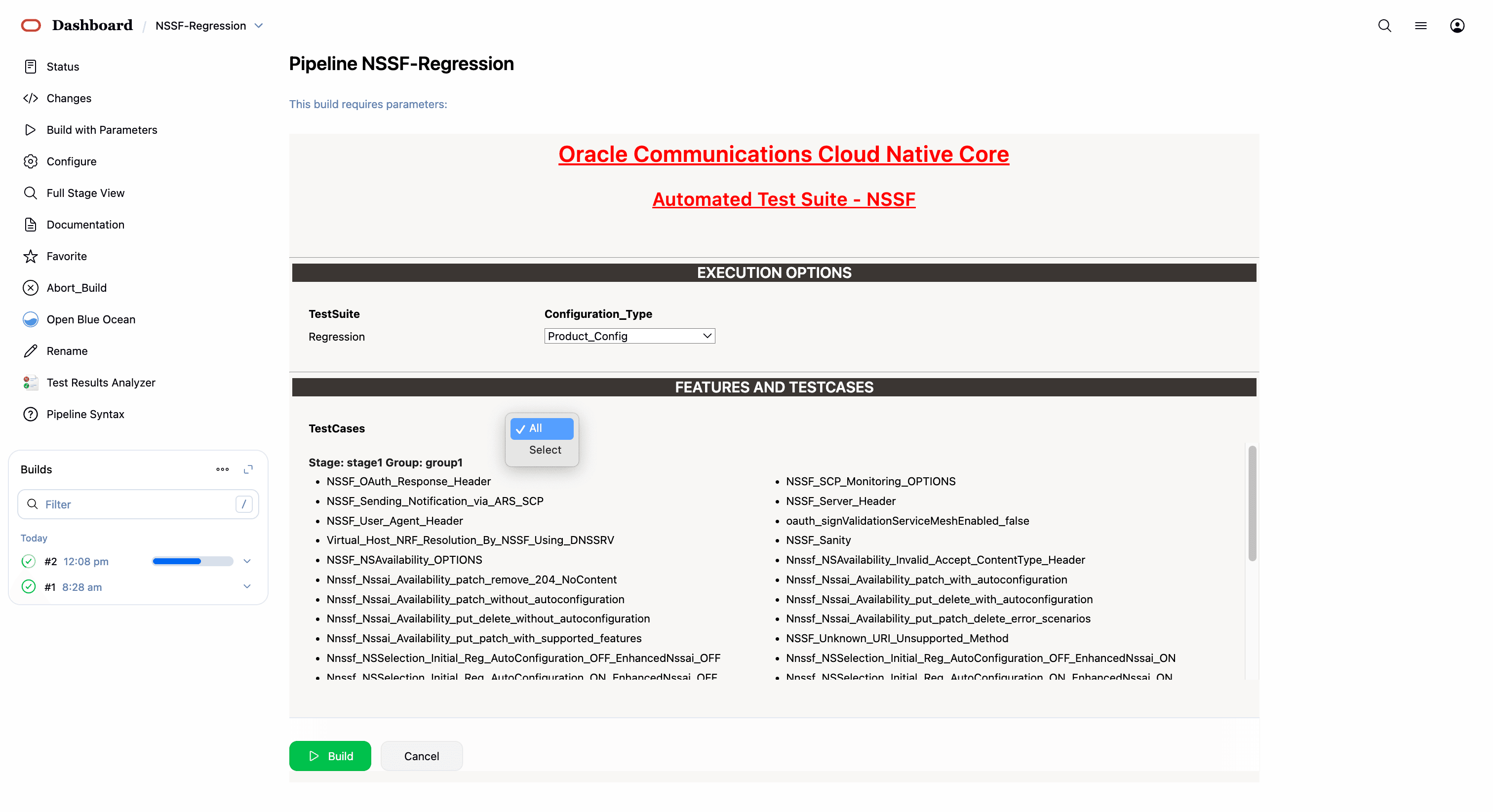 NSSF-Regression - Build with Parameters-2