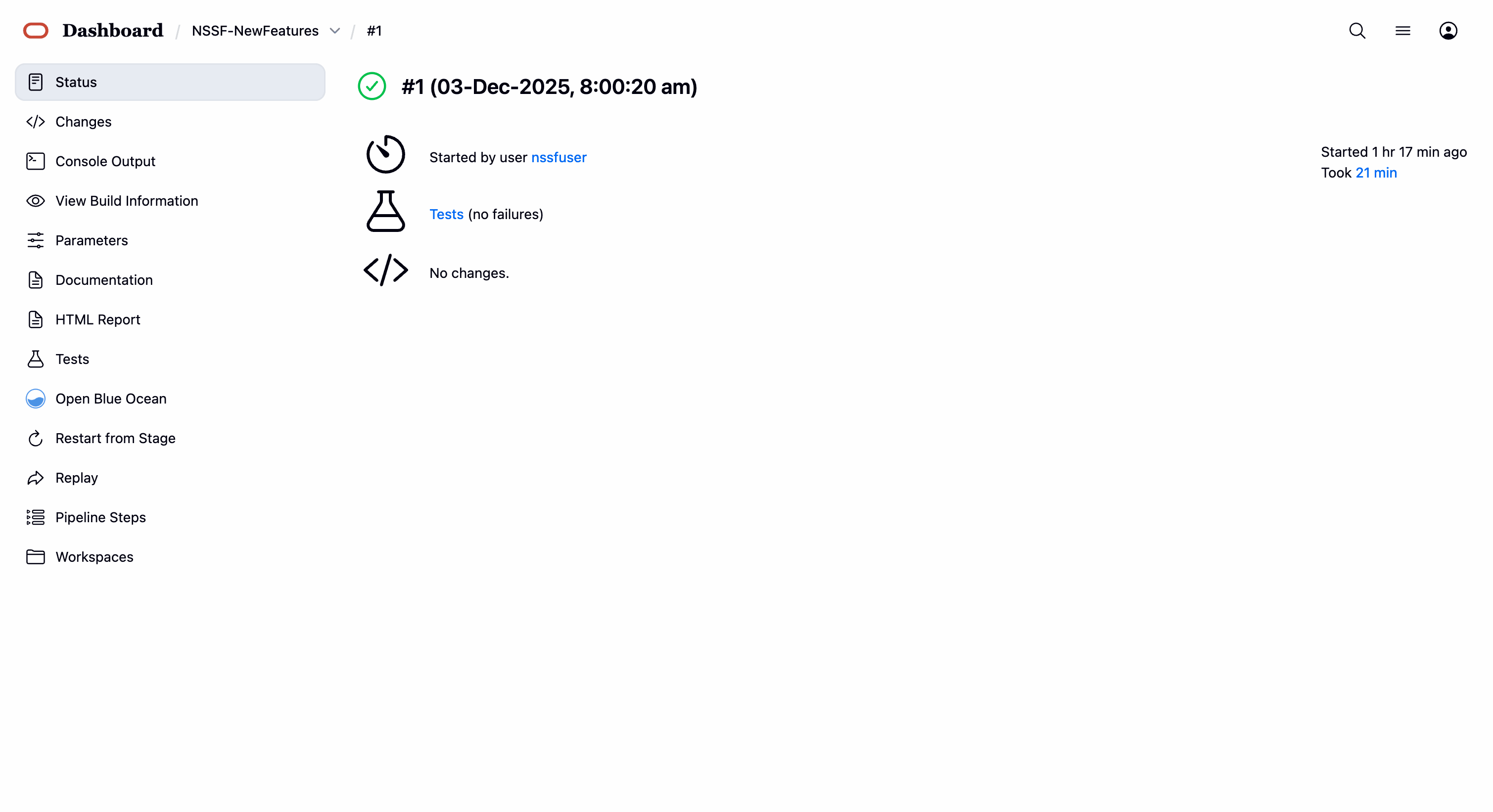 NSSF new features pipeline status