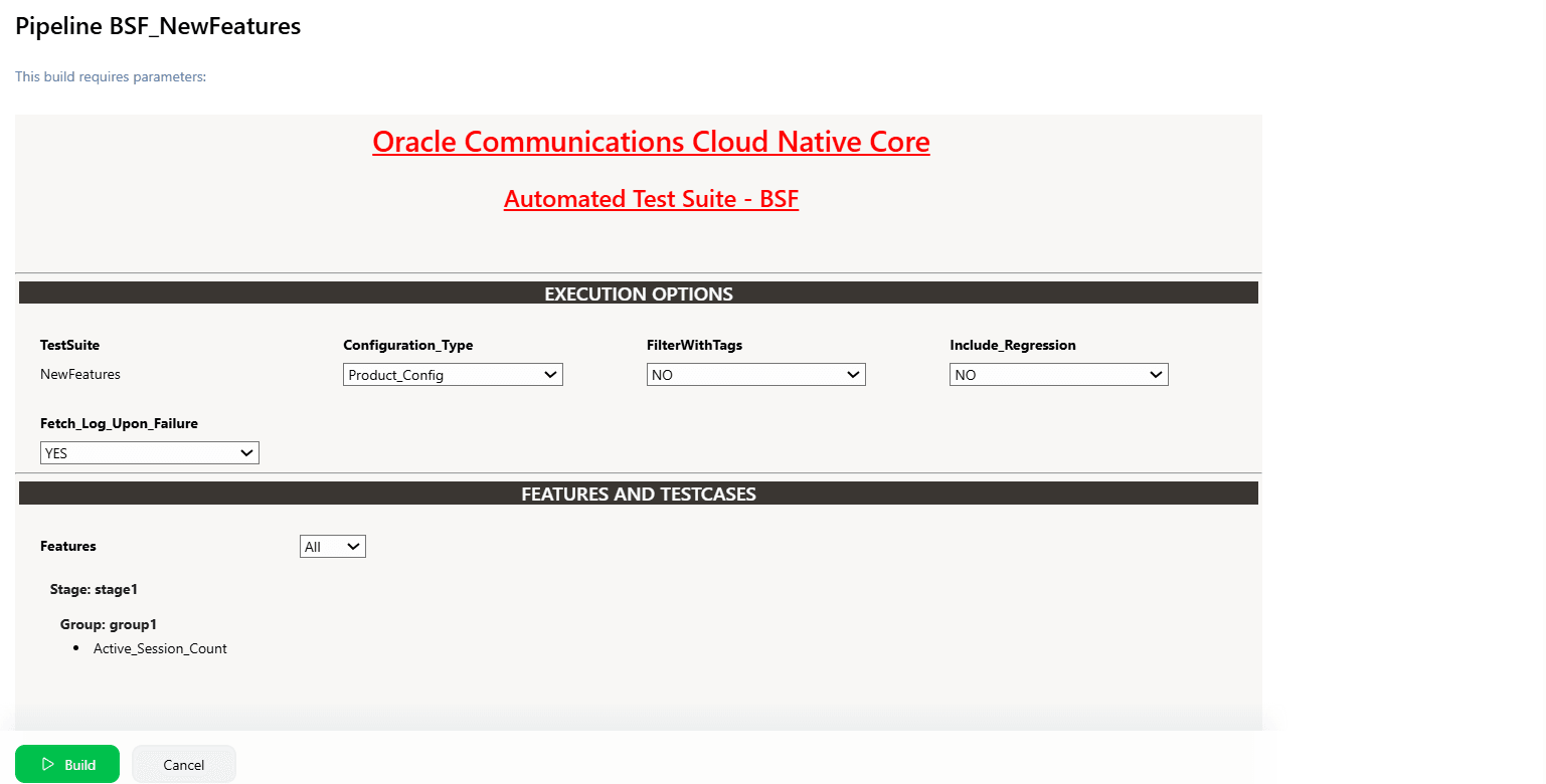 BSF New Features Builde with Parameters