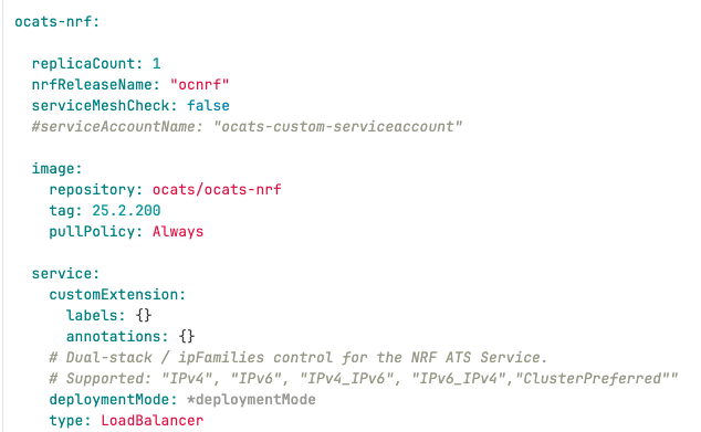ocats-nrf Dual Stack Configuration