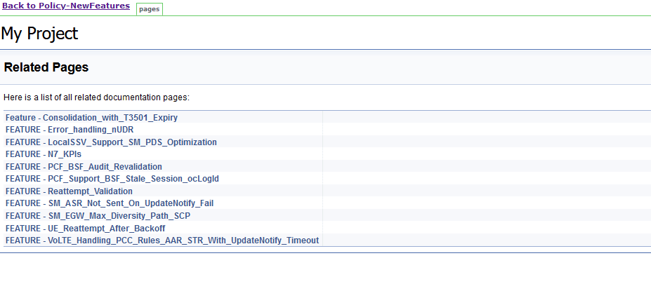 Policy-NewFeatures Feature List
