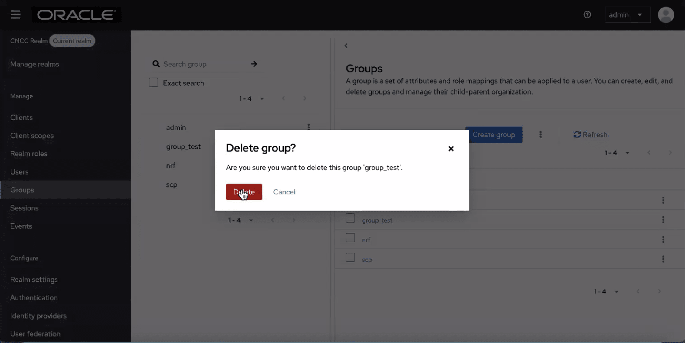 Delete group