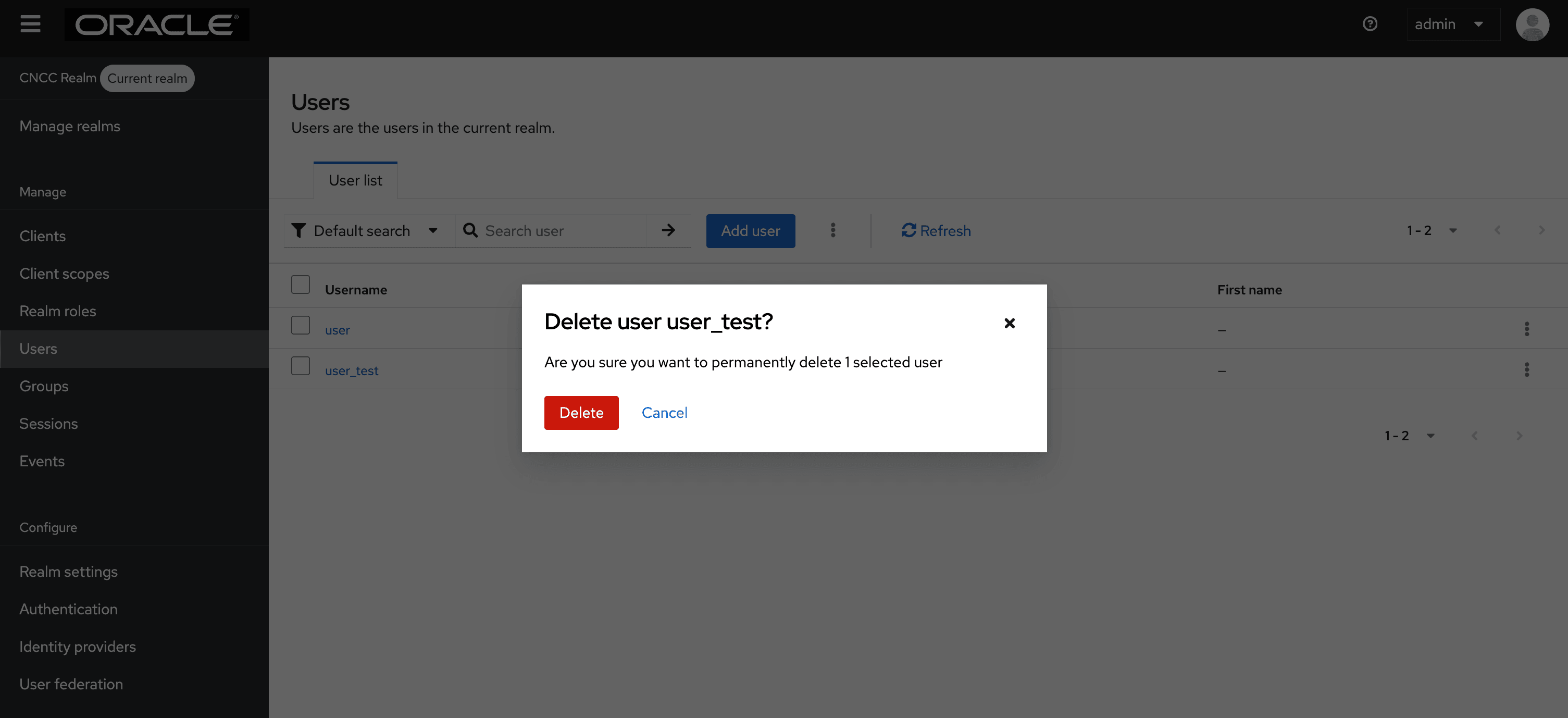 Delete user Delete user
