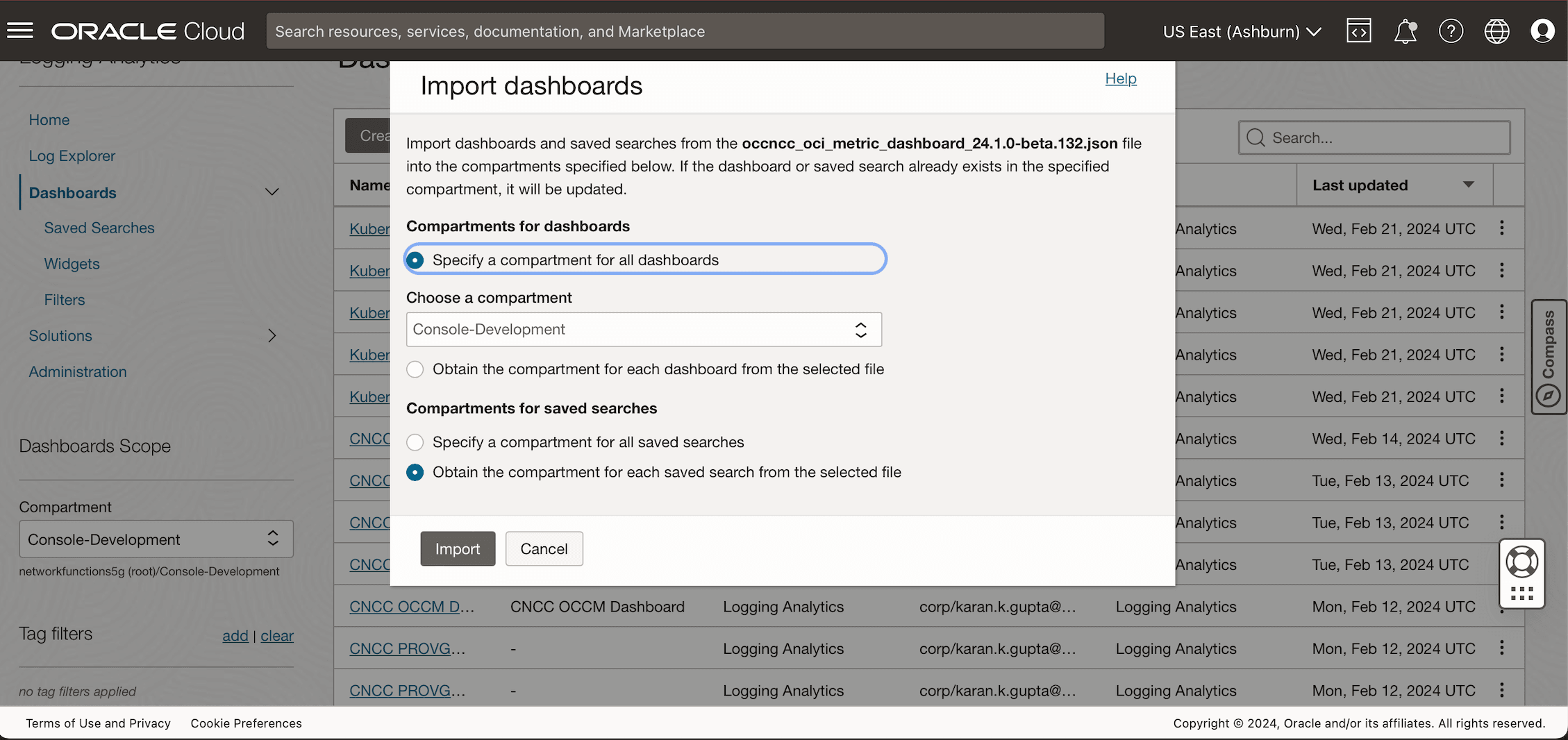Import Dashboards