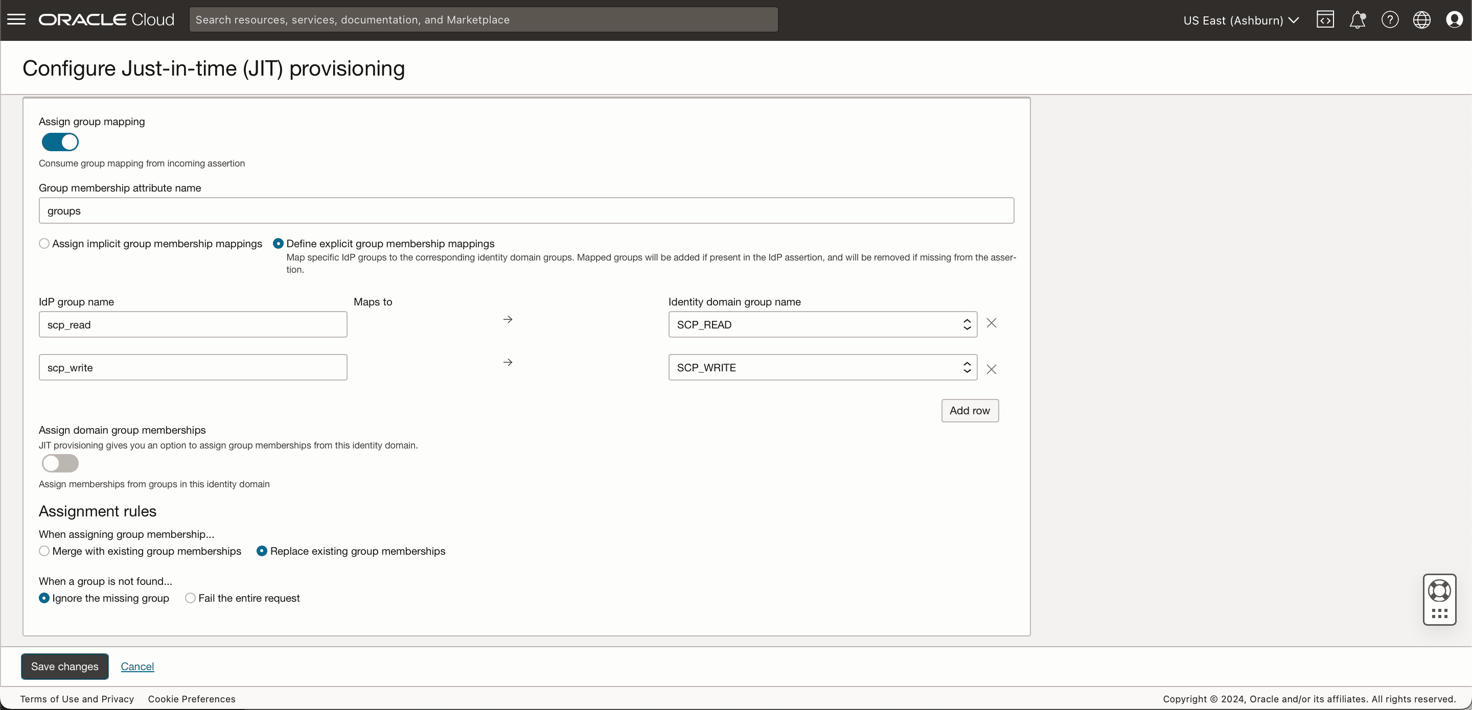 Sample role mapping Sample role mapping