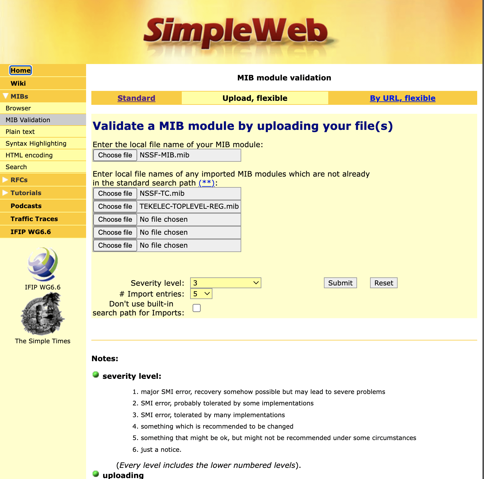 Upload MIB corrected
