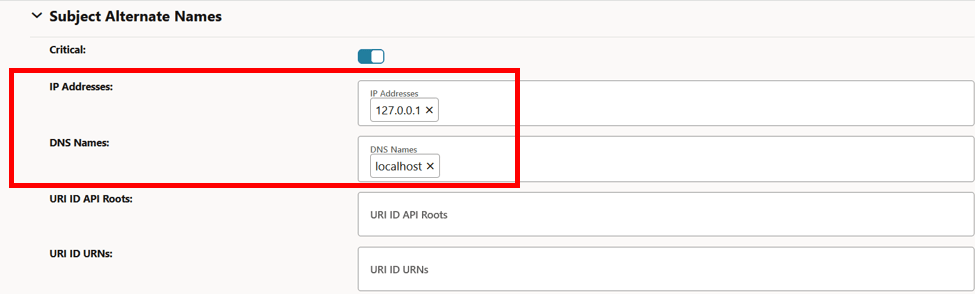 Subject Alternate Names Subject Alternate Names