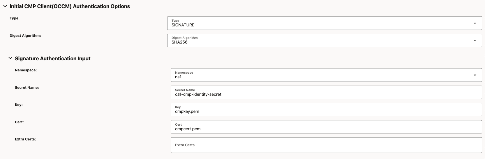 Initial CMP Client(OCCM) Authentication Options