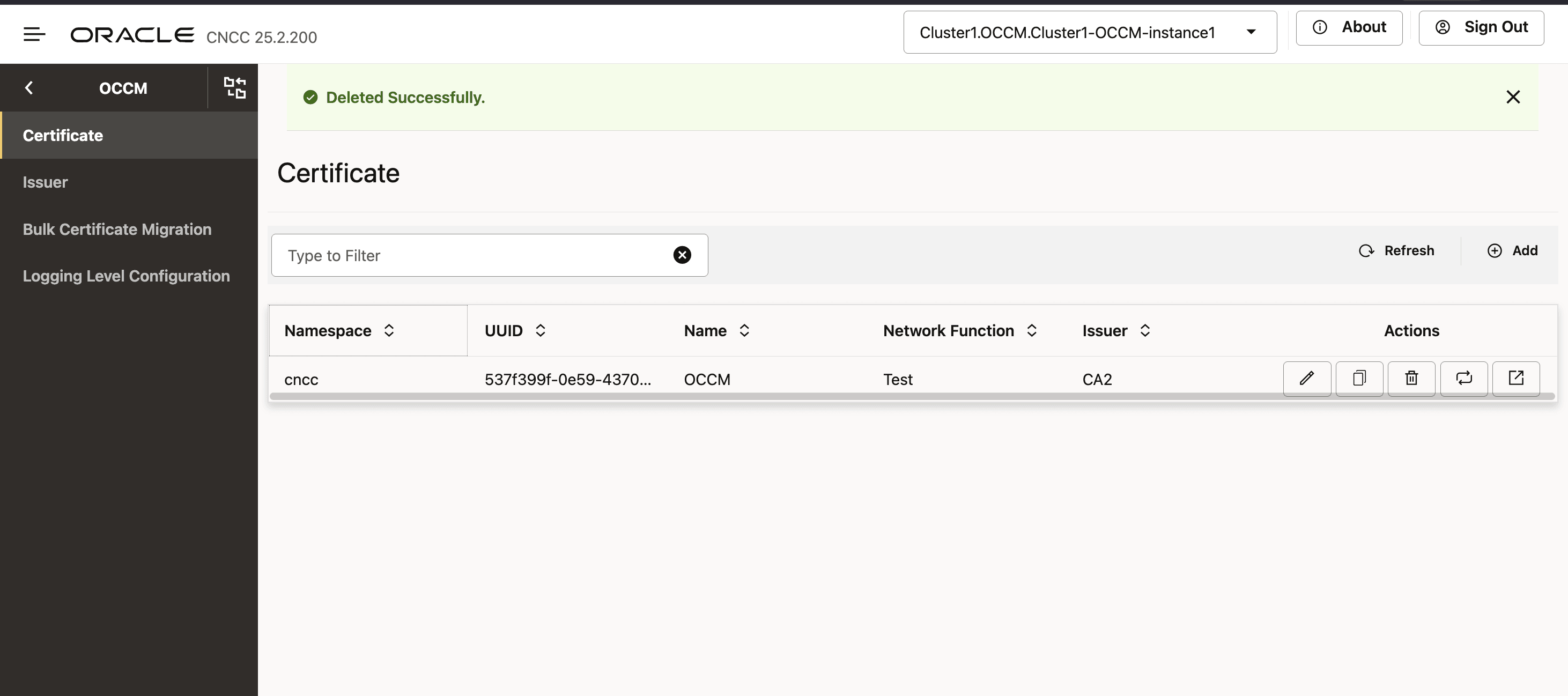 Deleted successfully