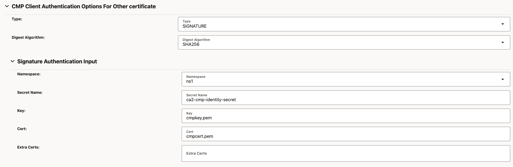 CMP Client Authentication Options For Other certificate CMP Client Authentication Options For Other certificate