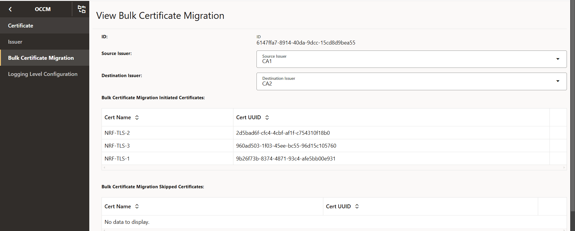View Bulk Certificate Migration View Bulk Certificate Migration
